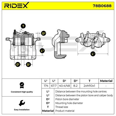 Bremssattel RIDEX 78B0688 78B0688 - foto 5