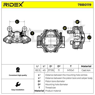 Bremssattel RIDEX 78B0119 78B0119 - foto 8