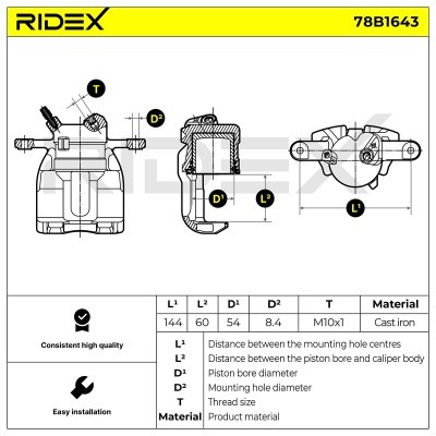 Bremssattel RIDEX 78B1643 78B1643 - foto 3