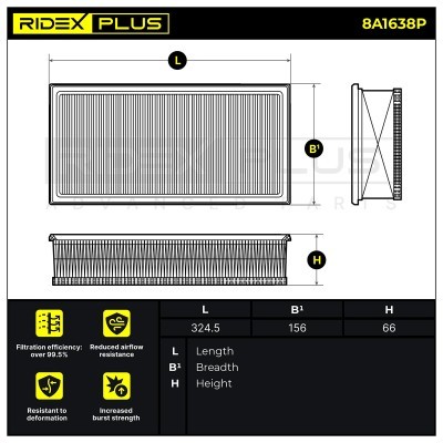 Luftfilter RIDEX 8A1638P 8A1638P - foto 7