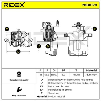 Bremssattel RIDEX 78B0178 78B0178 - foto 5