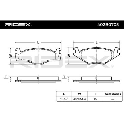 Bremsbeläge Satz RIDEX 402B0705 402B0705 - foto 8