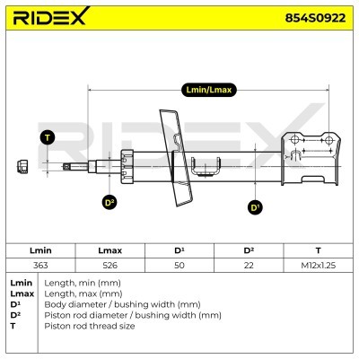 Stoßdämpfer RIDEX 854S0922 854S0922 - foto 5