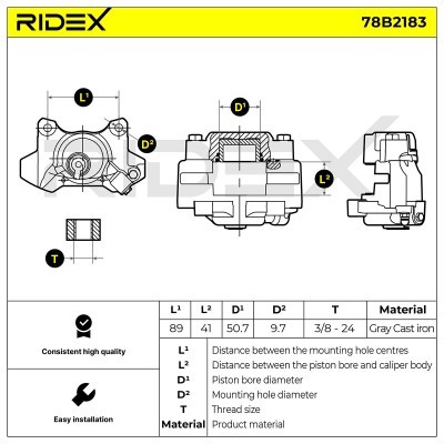 Bremssattel RIDEX 78B2183 78B2183 - foto 6