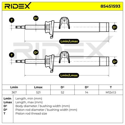 Stoßdämpfer RIDEX 854S1593 854S1593 - foto 6
