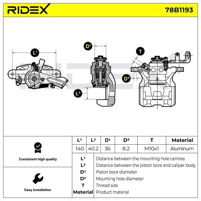 Bremssattel RIDEX 78B1193 78B1193 - foto 2