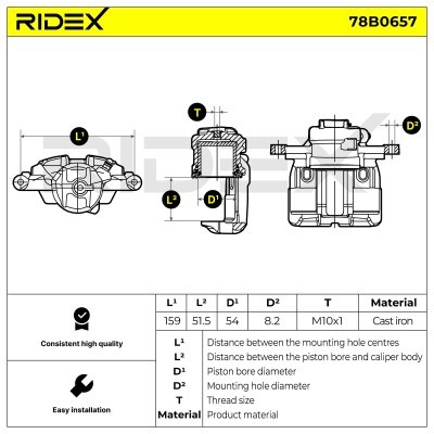 Bremssattel RIDEX 78B0657 78B0657 - foto 7