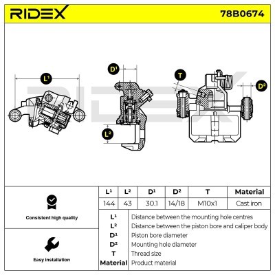 Bremssattel RIDEX 78B0674 78B0674 - foto 6