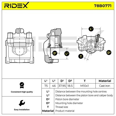 Bremssattel RIDEX 78B0771 78B0771 - foto 5