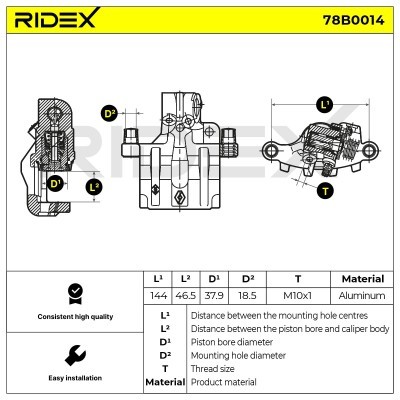Bremssattel RIDEX 78B0014 78B0014 - foto 4