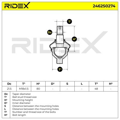 Traggelenk RIDEX 2462S0274 2462S0274 - foto 6