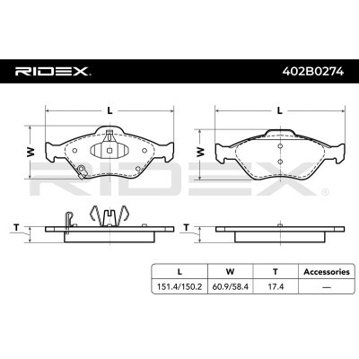 Bremsbeläge Satz RIDEX 402B0274 402B0274 - foto 3