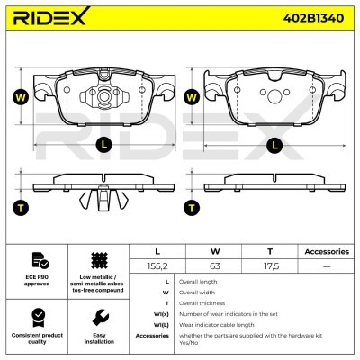 Bremsbeläge Satz RIDEX 402B1340 402B1340 - foto 6