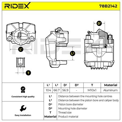 Bremssattel RIDEX 78B2142 78B2142 - foto 6