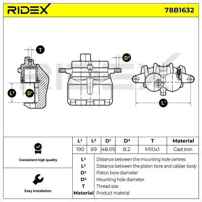 Bremssattel RIDEX 78B1632 78B1632 - foto 3