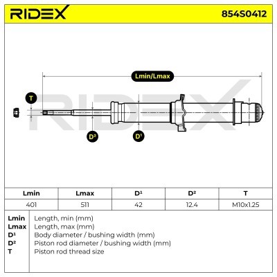 Stoßdämpfer RIDEX 854S0412 854S0412 - foto 9