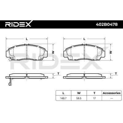 Bremsbeläge Satz RIDEX 402B0478 402B0478 - foto 7