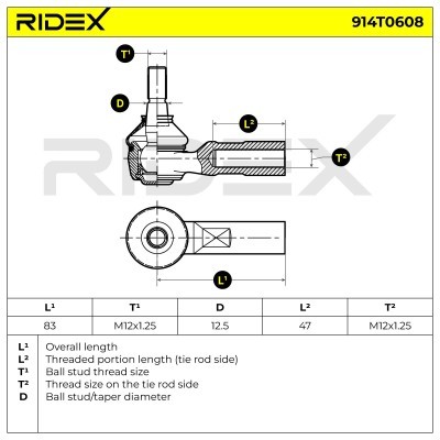Spurstangenkopf RIDEX 914T0608 914T0608 - foto 5