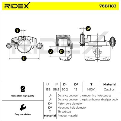 Bremssattel RIDEX 78B1183 78B1183 - foto 6
