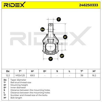 Traggelenk RIDEX 2462S0333 2462S0333 - foto 8