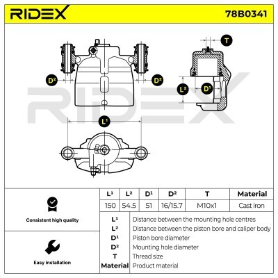 Bremssattel RIDEX 78B0341 78B0341 - foto 6
