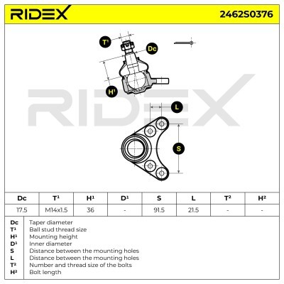 Traggelenk RIDEX 2462S0376 2462S0376 - foto 5