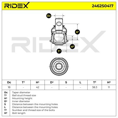 Traggelenk RIDEX 2462S0417 2462S0417 - foto 12