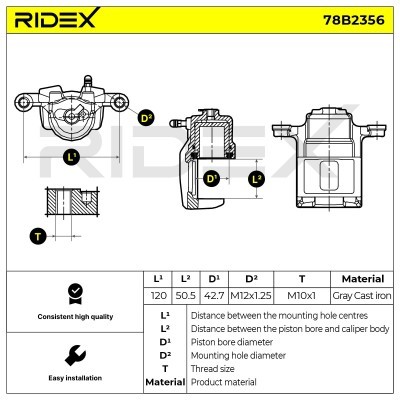Bremssattel RIDEX 78B2356 78B2356 - foto 3