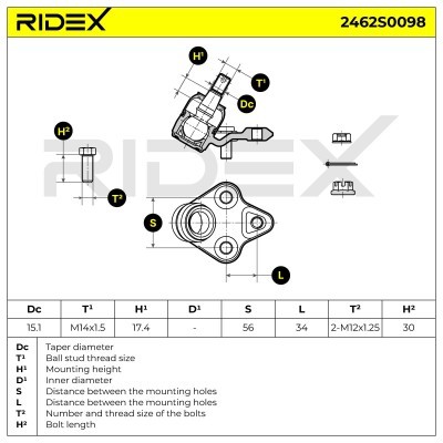 Traggelenk RIDEX 2462S0098 2462S0098 - foto 7