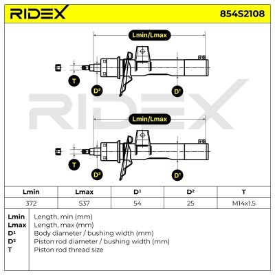 Stoßdämpfer RIDEX 854S2108 854S2108 - foto 8