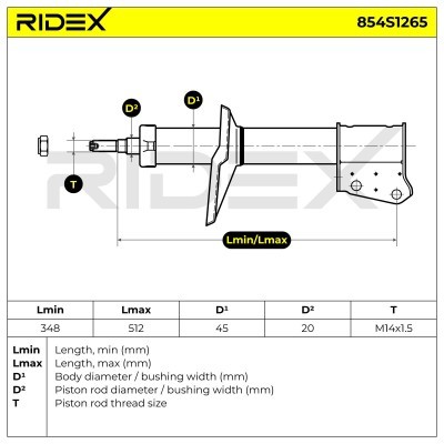 Stoßdämpfer RIDEX 854S1265 854S1265 - foto 8