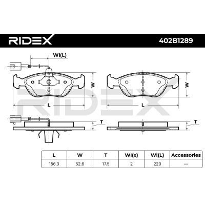 Bremsbeläge Satz RIDEX 402B1289 402B1289 - foto 7