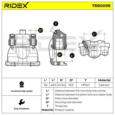 Bremssattel RIDEX 78B0098 78B0098 - foto 6
