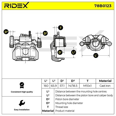 Bremssattel RIDEX 78B0123 78B0123 - foto 2