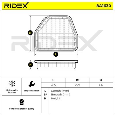 Luftfilter RIDEX 8A1630 8A1630 - foto 6