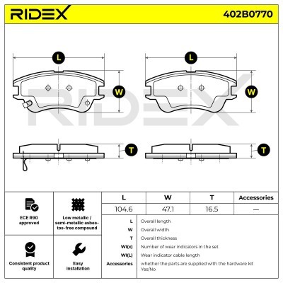 Bremsbeläge Satz RIDEX 402B0770 402B0770 - foto 8