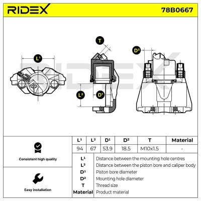 Bremssattel RIDEX 78B0667 78B0667 - foto 5