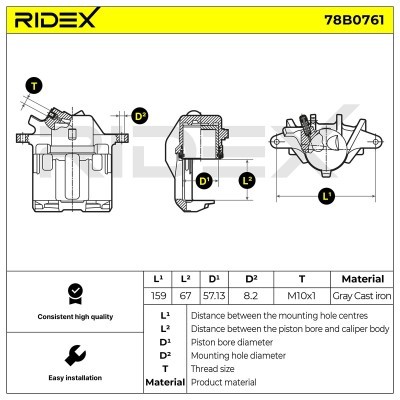 Bremssattel RIDEX 78B0761 78B0761 - foto 8