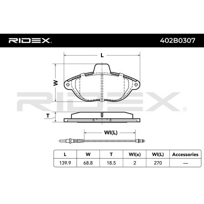 Bremsbeläge Satz RIDEX 402B0307 402B0307 - foto 3