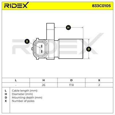 Impulsgeber, Kurbelwelle RIDEX 833C0105 833C0105 - foto 5