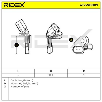 ABS Sensor RIDEX 412W0007 412W0007 - foto 3