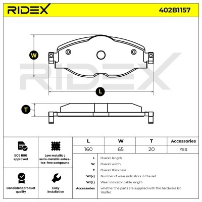 Bremsbeläge Satz RIDEX 402B1157 402B1157 - foto 8