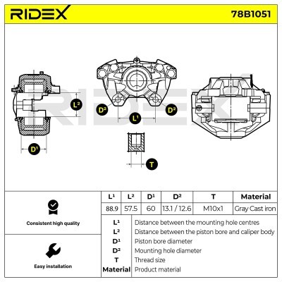 Bremssattel RIDEX 78B1051 78B1051 - foto 6
