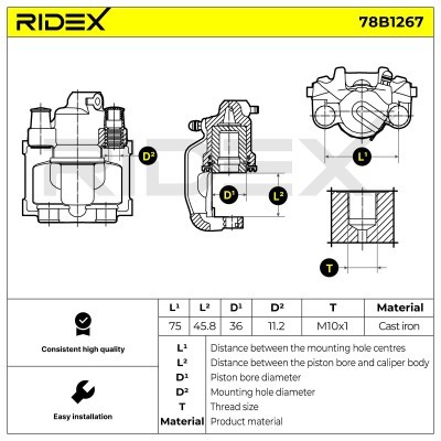 Bremssattel RIDEX 78B1267 78B1267 - foto 3