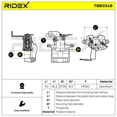 Bremssattel RIDEX 78B0349 78B0349 - foto 7