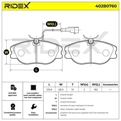 Bremsbeläge Satz RIDEX 402B0760 402B0760 - foto 6
