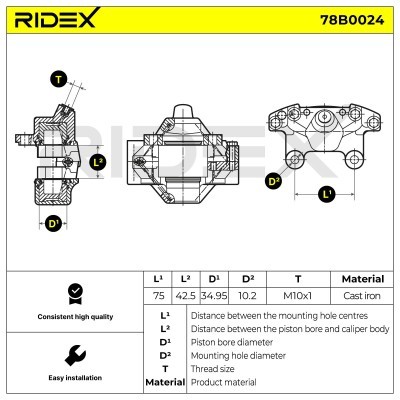 Bremssattel RIDEX 78B0024 78B0024 - foto 6