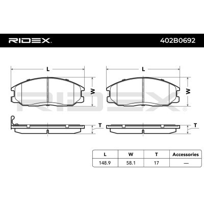 Bremsbeläge Satz RIDEX 402B0692 402B0692 - foto 3