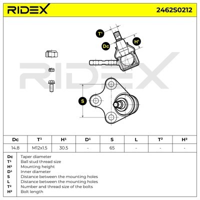 Traggelenk RIDEX 2462S0212 2462S0212 - foto 7