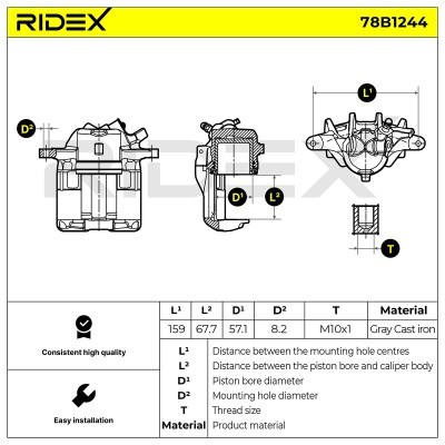 Bremssattel RIDEX 78B1244 78B1244 - foto 5